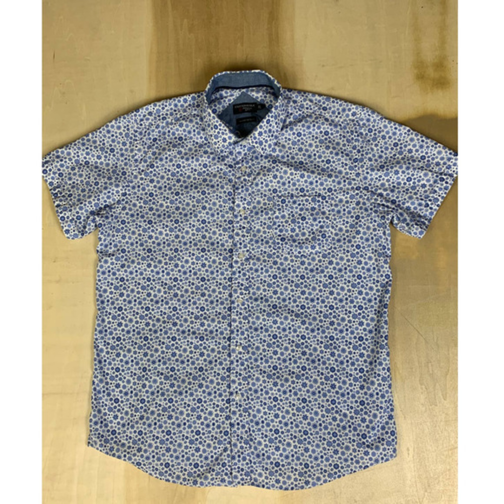 Men's Blue Floral Casual Button Down Shirt